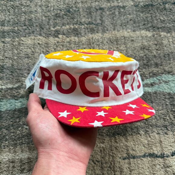 Kids NWT Vintage 90's Houston Rockets NBA Basketball Cycling Bucket Stretch Hat - Picture 1 of 6